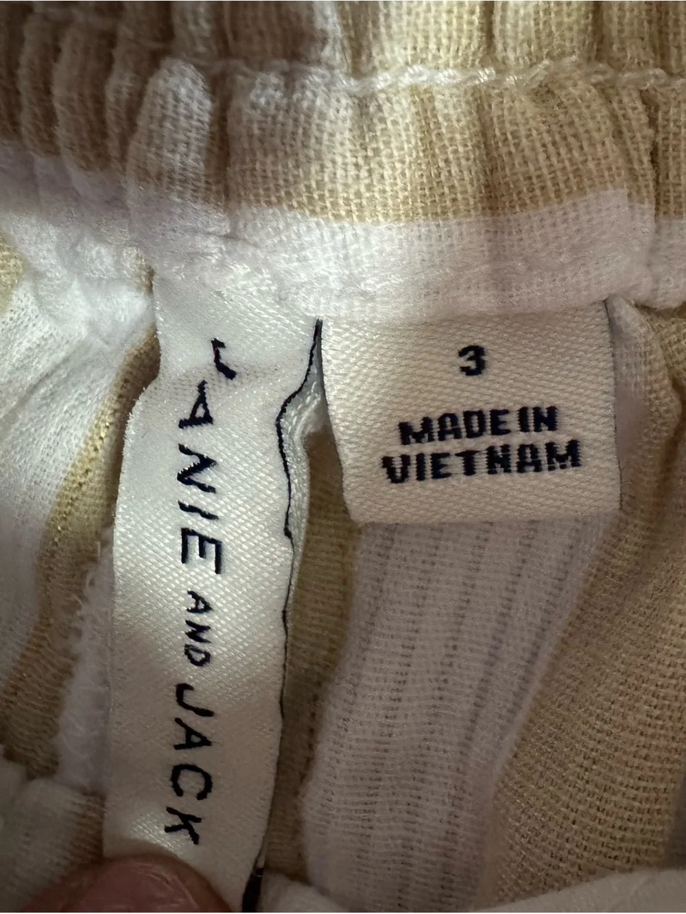 Janie and Jack Cream and Tan Striped High-Waist Shorts with Buckle Size 3